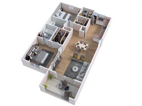 Floor plan for 2 beds, 2 baths, 1112 sqft